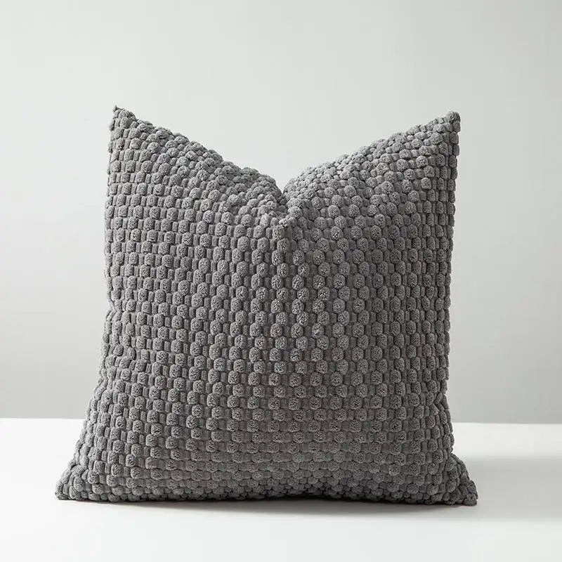 Housse coussin velours coloris rose poudre