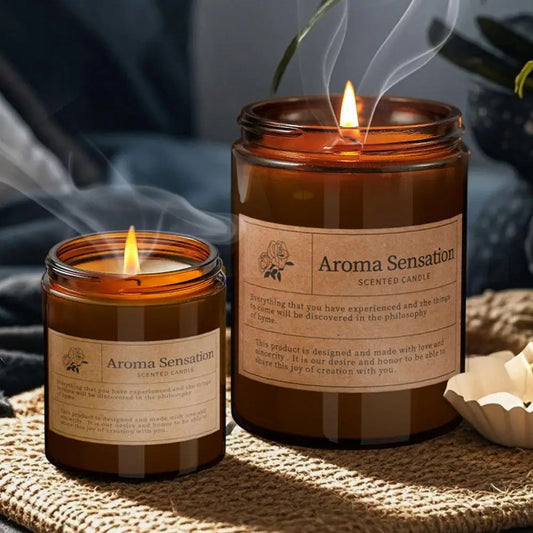 Bougie parfumée dans un verre transparent avec couvercle en bois – HAVLY