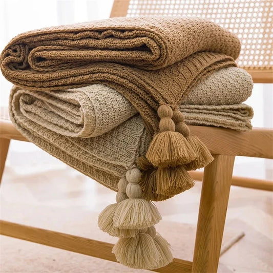 Plaid nordique en grosses boucles de laine, tons naturels – HAVLY