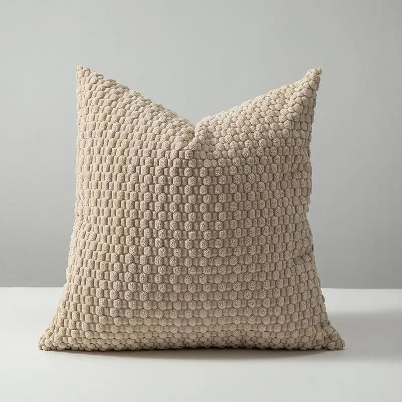 Housse coussin velours coloris corail