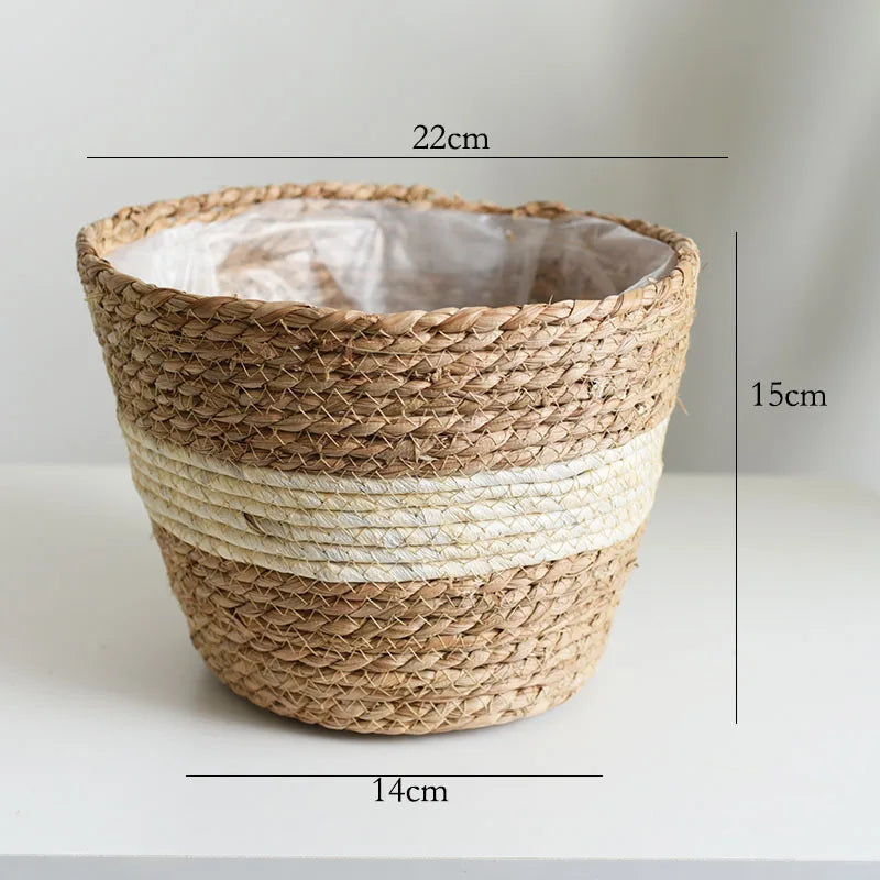 Panier cache-pot paille diamètre 18 cm