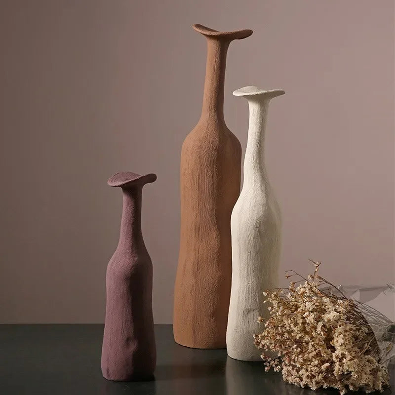Ensemble de petits vases céramique palette Morandi