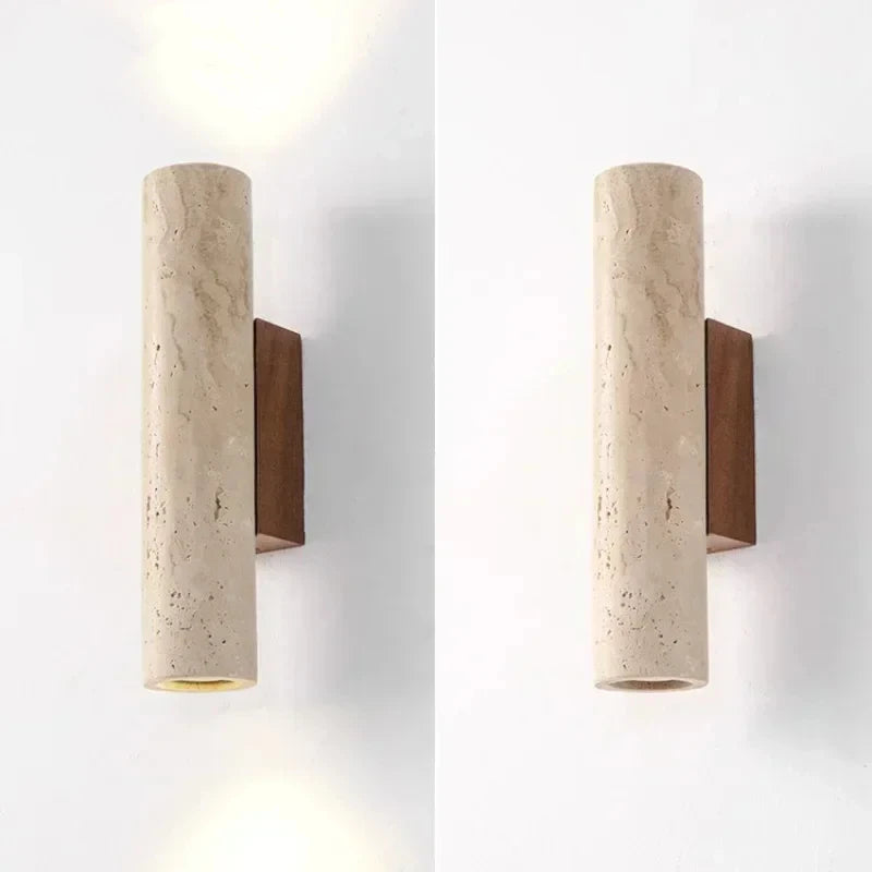 Applique murale style Wabi-Sabi en travertin et bois – HAVLY