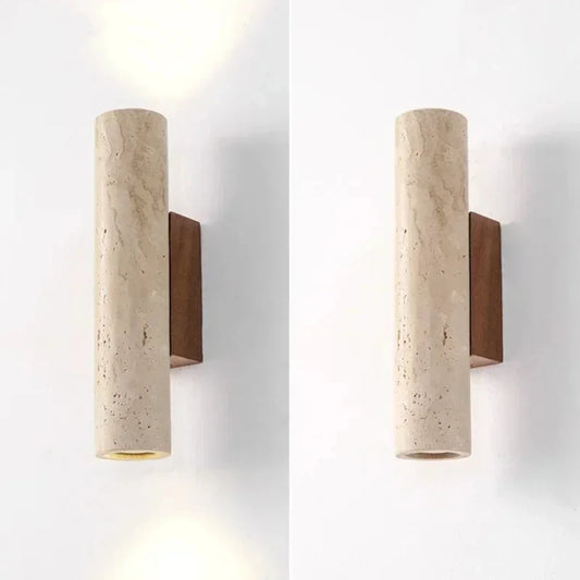 Applique murale style Wabi-Sabi en travertin et bois – HAVLY
