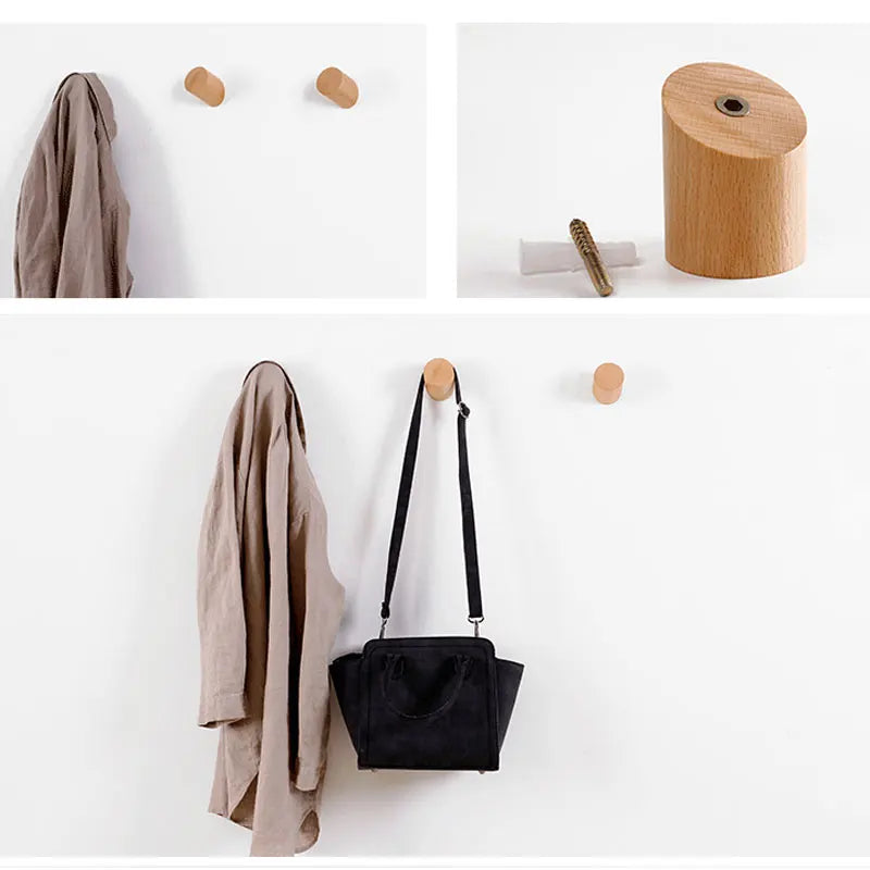Cintre mural — Porte-manteau en bois naturel
