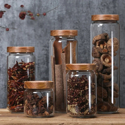 Bocaux hermétiques en verre avec couvercle en bambou – HAVLY