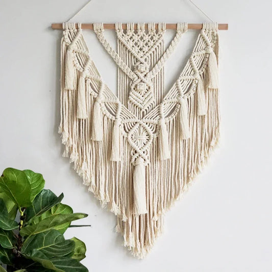 Tenture murale en macramé à motif géométrique – HAVLY