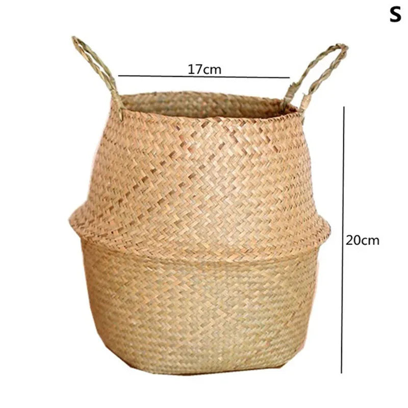 Panier cache-pot tressé en paille — Naturel
