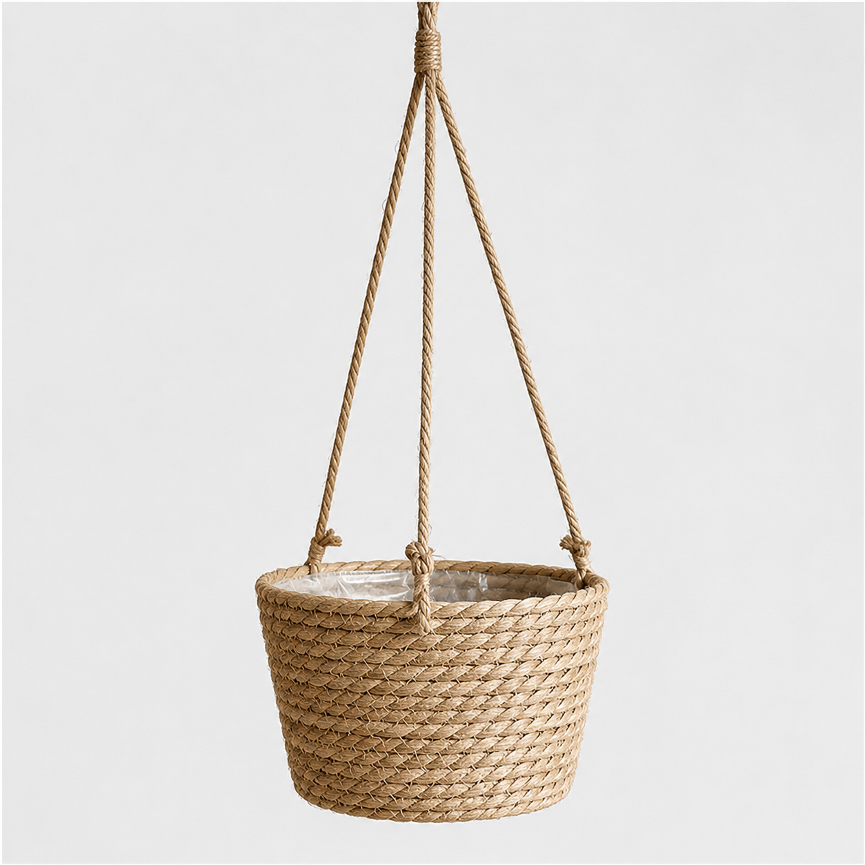 Suspension macramé porte-plante, vue de dessus