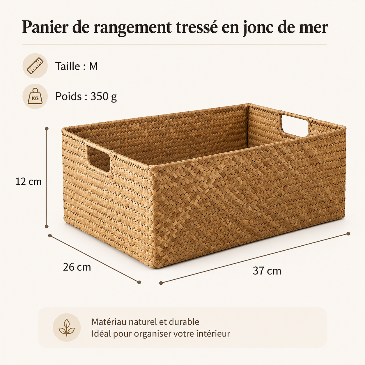 Panier jonc de mer taille M