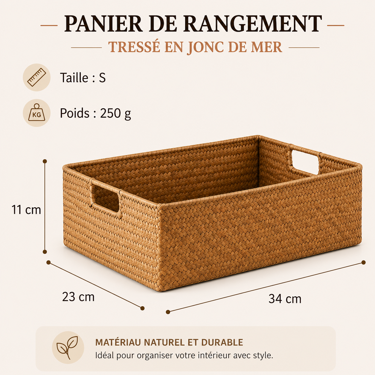 Panier jonc de mer taille S