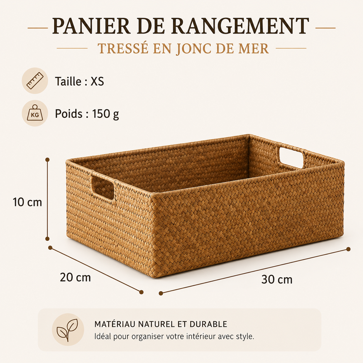 Panier jonc de mer taille XS